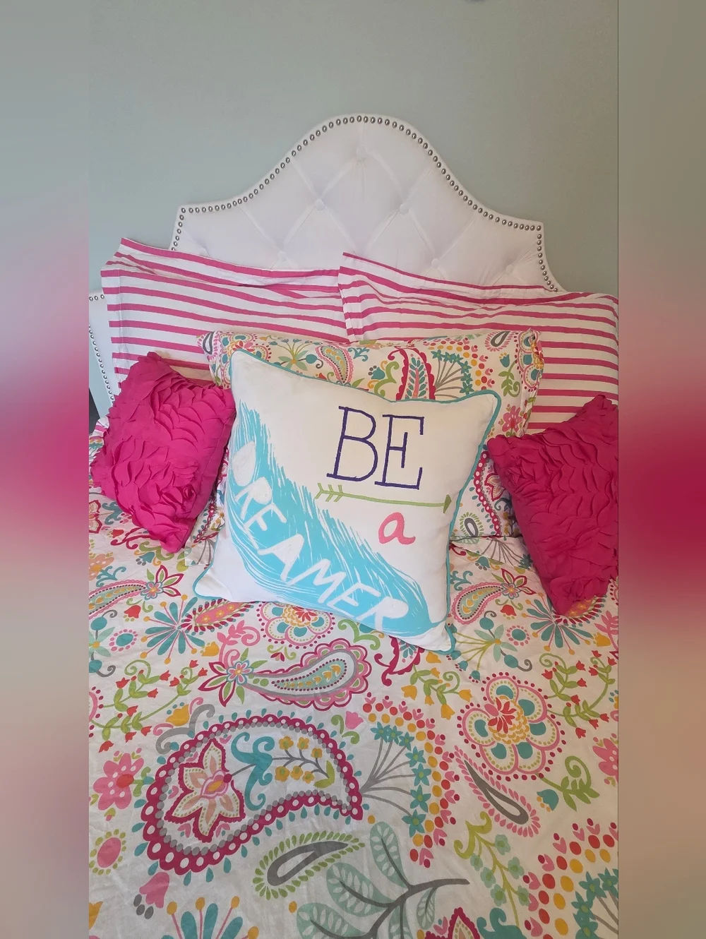 PB Teen Full / Queen Bedding Set in Swirly Paisley Pop Print, Like New!